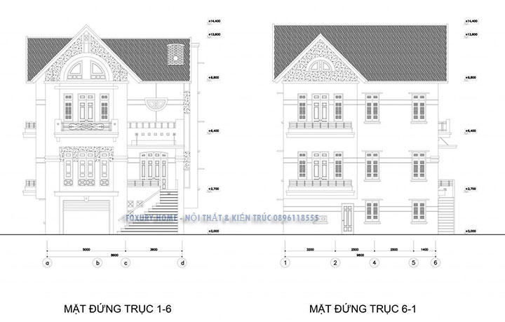 mặt cất dọc công trình