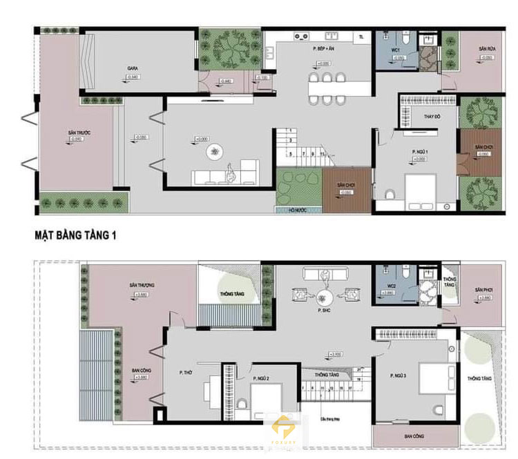 thiết kếcông năng biệt thự 2 tầng hiện đại