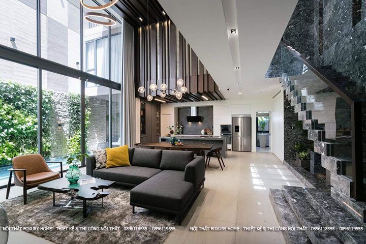 Thiết kế nội thất phòng khách theo hướng mở
