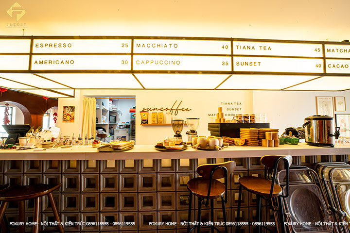 thiết kế và thi công nội thất quán cafe Sun & Moon