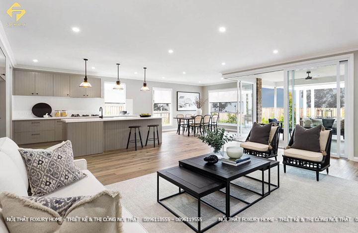 Thiết kế nội thất phòng khách theo hướng mở