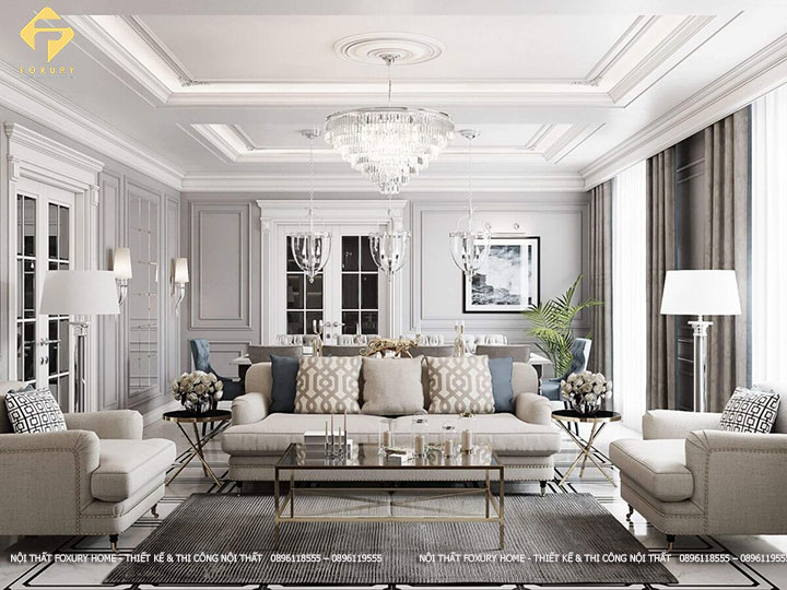 phòng khách theo phong cách cổ điển