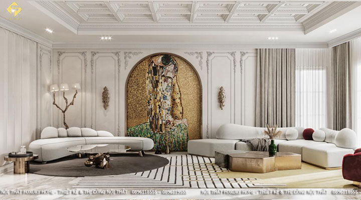 Thiết kế nội thất phòng khách đẹp tân cổ điển