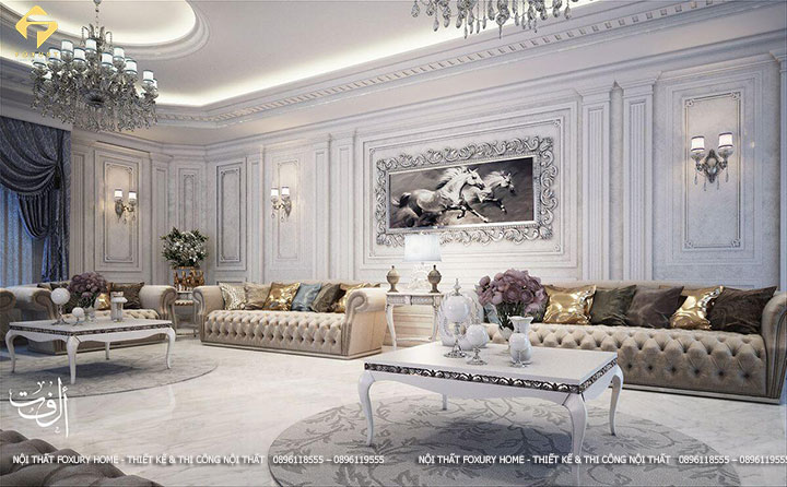 phòng khách theo phong cách cổ điển