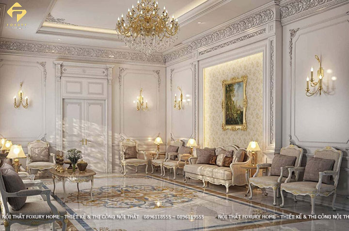 Thiết kế nội thất phòng khách đẹp tân cổ điển