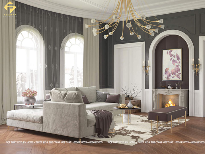 phòng khách theo phong cách cổ điển