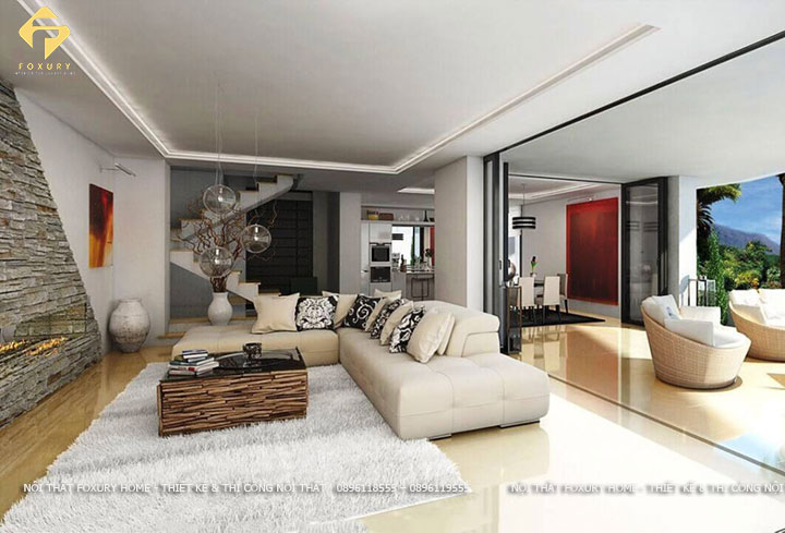 Thiết kế nội thất phòng khách theo hướng mở