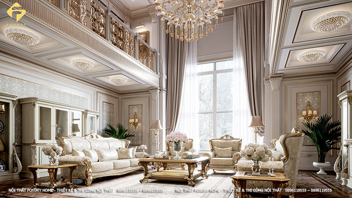 Thiết kế nội thất phòng khách đẹp tân cổ điển