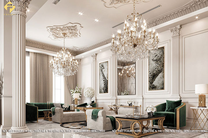 Thiết kế nội thất phòng khách đẹp tân cổ điển