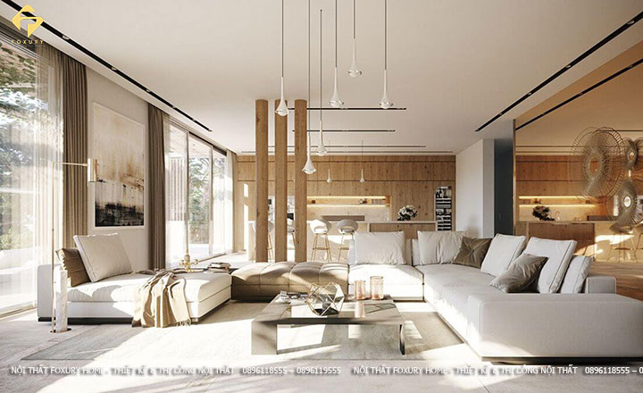 Thiết kế nội thất phòng khách theo hướng mở