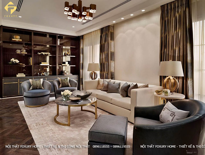 Thiết kế nội thất phòng khách đẹp tân cổ điển