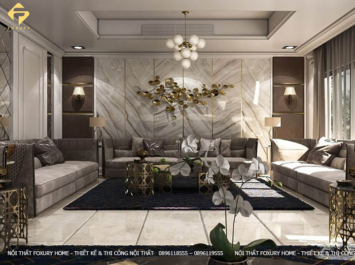 Thiết kế nội thất phòng khách đẹp tân cổ điển