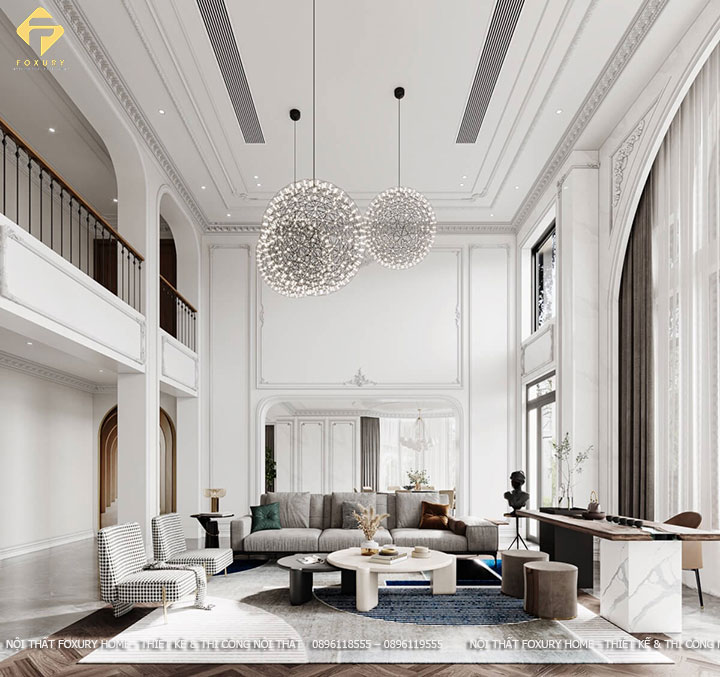 Thiết kế nội thất phòng khách đẹp tân cổ điển