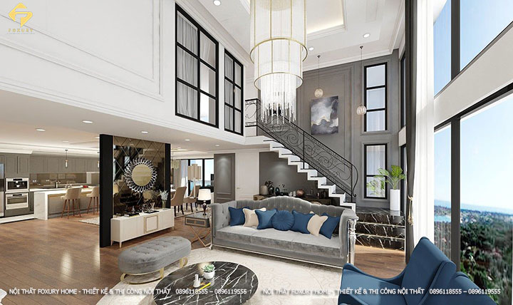 Phòng khách thiết kế hiện đại sang trọng