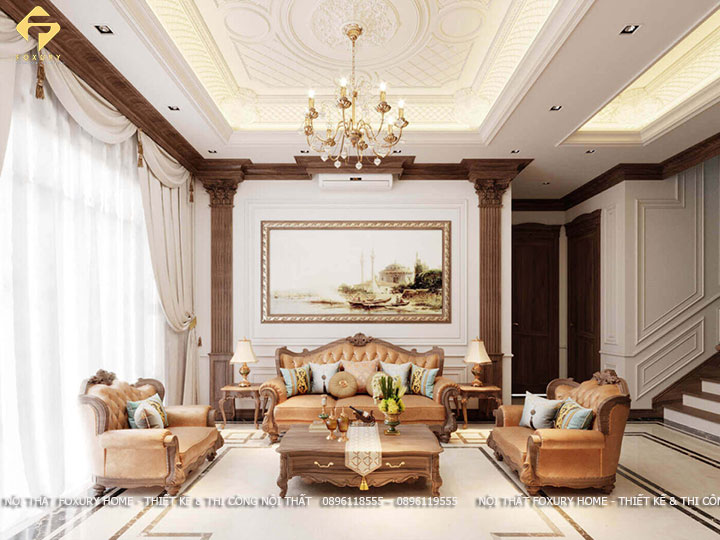 phòng khách theo phong cách cổ điển