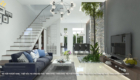 Mẫu nội thất nhà ống hiện đại mặt tiền 6m