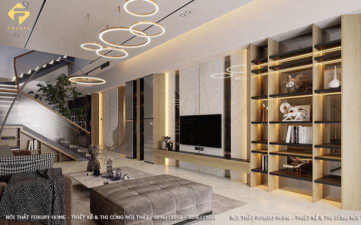 Phòng khách thiết kế hiện đại sang trọng