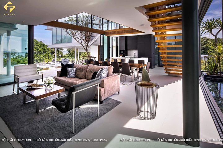 Thiết kế nội thất phòng khách theo hướng mở