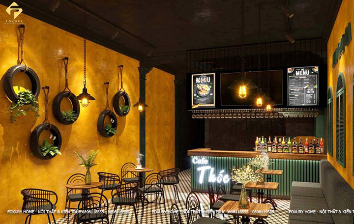 Thiết kế quán cà phê đẹp theo phong cách Rustic