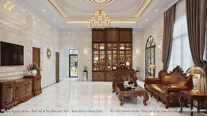 phòng khách theo phong cách cổ điển