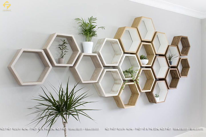 kệ trang trí hình lục giác