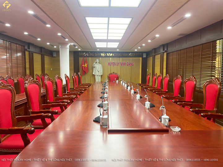 bàn họp gỗ mdf phủ veneer Hương Đá