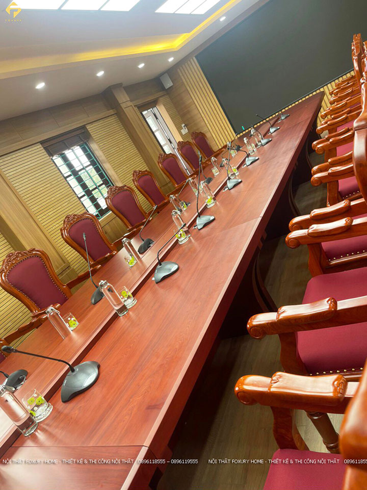 bàn họp gỗ mdf phủ veneer Hương Đá