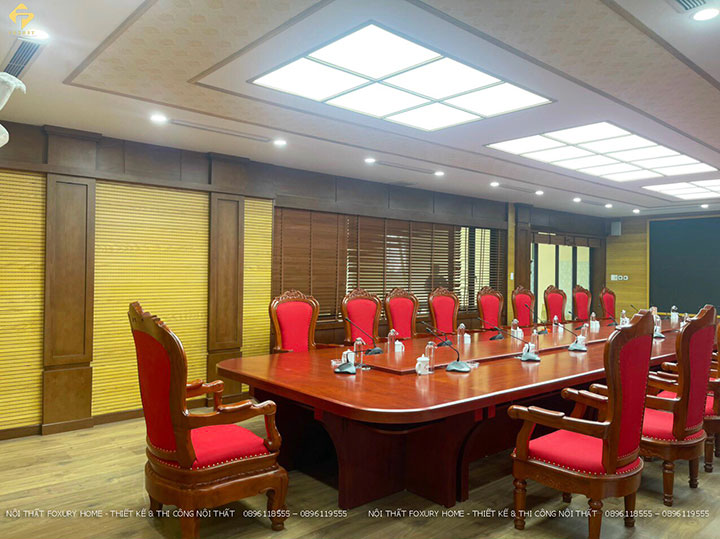 bàn họp gỗ mdf phủ veneer Hương Đá