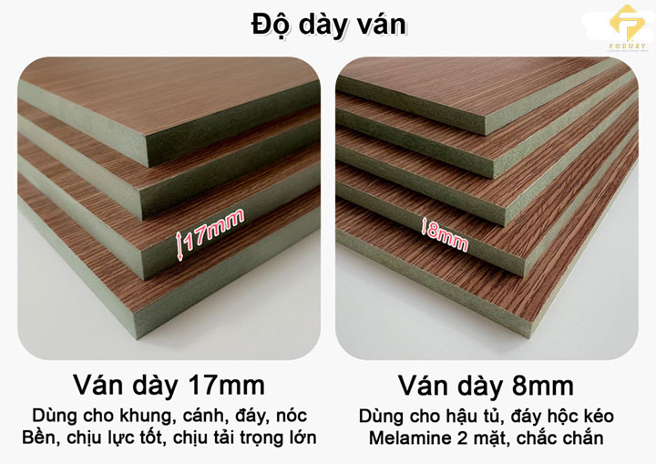độ dày tủ gỗ công nghiệp