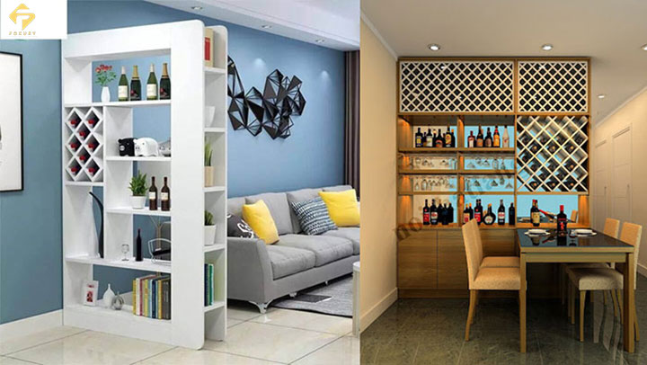 vách ngăn bếp và phòng khách