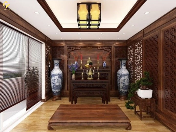Phòng khách kết hợp không gian phòng thờ