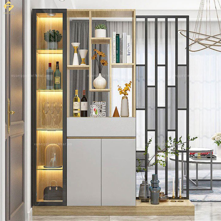 vách ngăn bếp và phòng khách