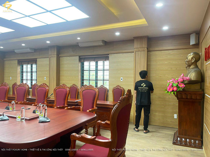 vách tiêu âm gỗ mdf phủ veneer hương đá