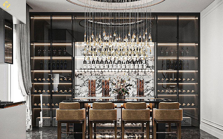 Vách ngăn gỗ công nghiệp kết hợp cửa kính