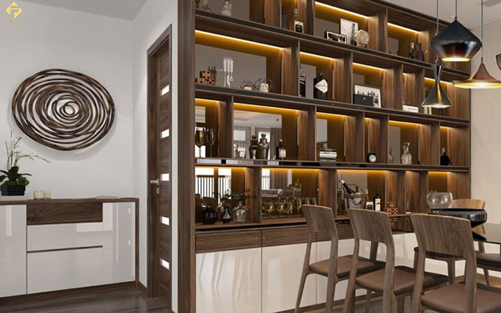 Vách ngăn gỗ công nghiệp tân cổ điển