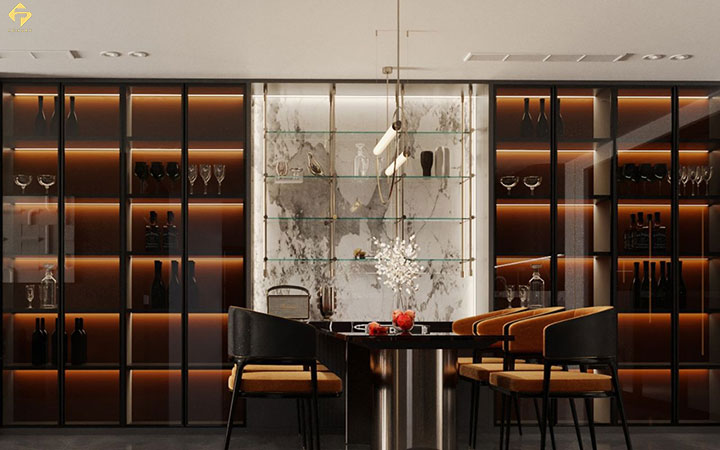 Vách ngăn gỗ công nghiệp tân cổ điển