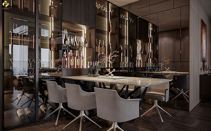 Vách ngăn gỗ công nghiệp tân cổ điển