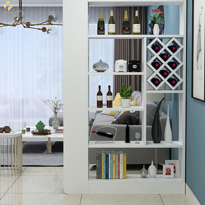 Vách ngăn kết hợp tủ rượu quầy bar