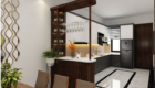 Vách ngăn kết hợp tủ rượu quầy bar