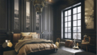 phối màu nội thất phòng ngủ màu đen