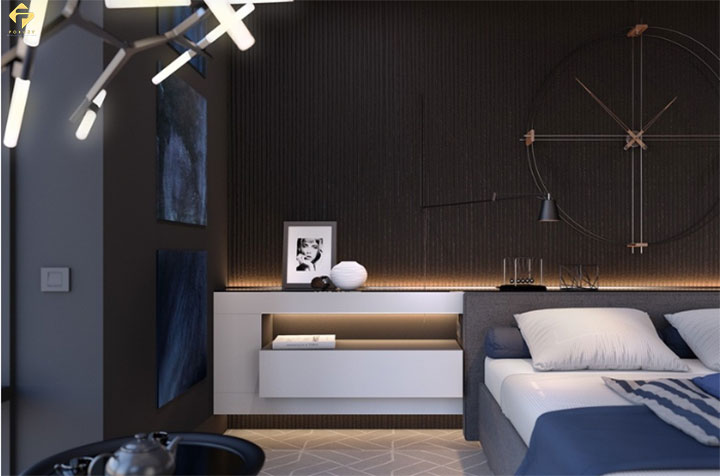 phối màu nội thất phòng ngủ màu đen