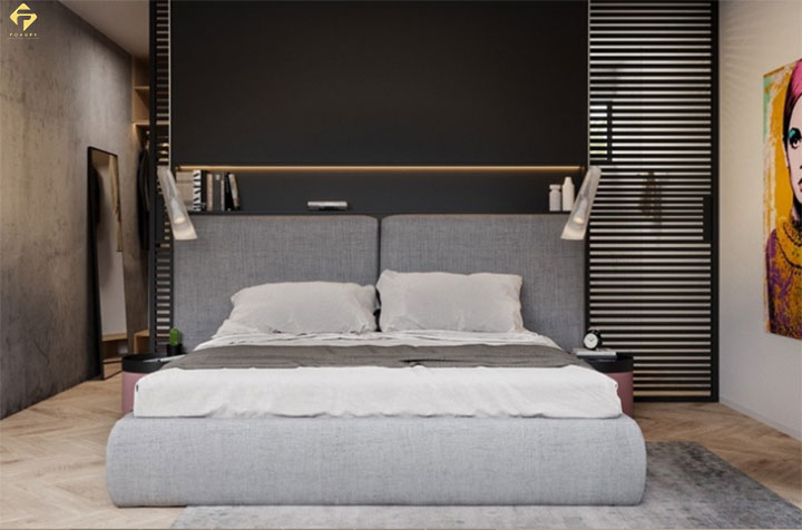 phối màu nội thất phòng ngủ màu đen