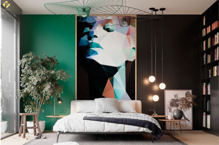 phối màu nội thất phòng ngủ màu đen