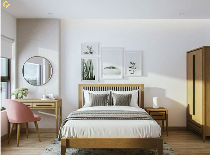 phối màu nội thất phòng ngủ màu trắng