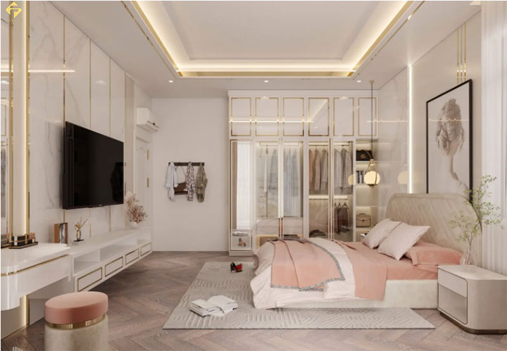 phối màu nội thất phòng ngủ màu trắng