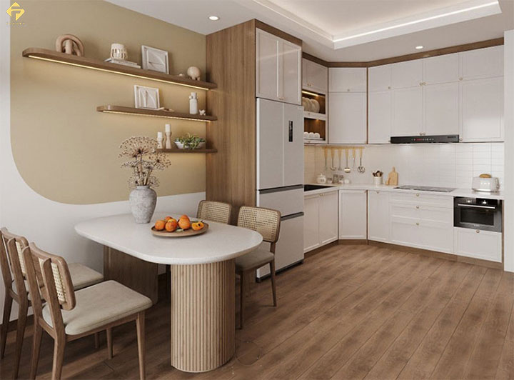 tủ bếp gỗ công nghiệp phủ sơn