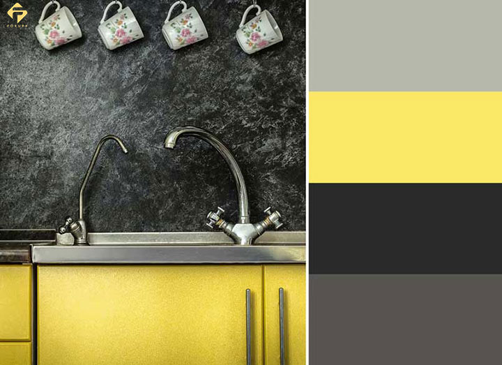 phối màu vàng và xám