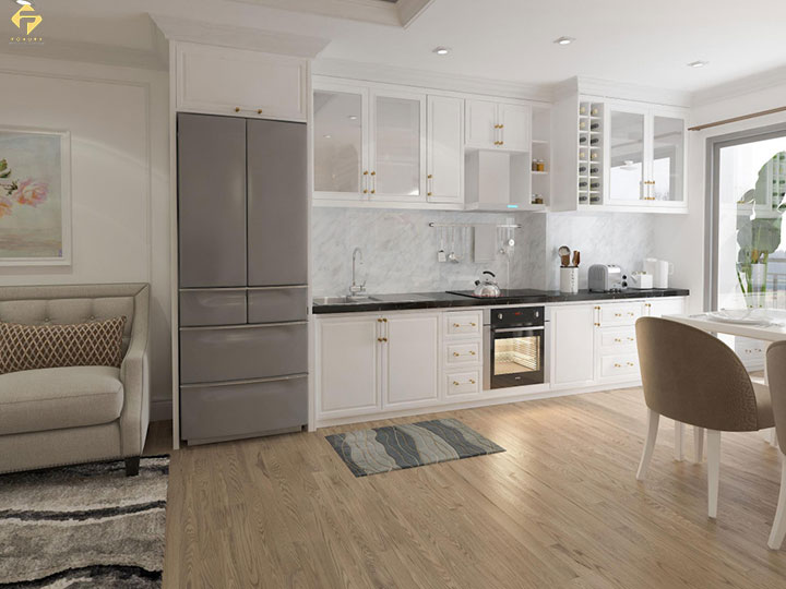 tủ bếp gỗ công nghiệp phủ sơn