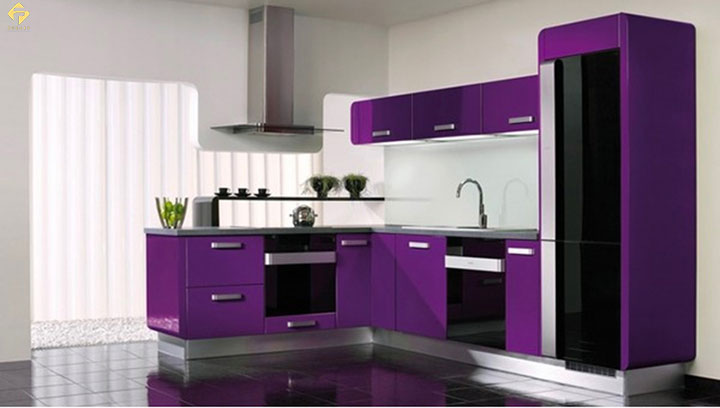 phối màu nội thất bếp màu hoa oải hương