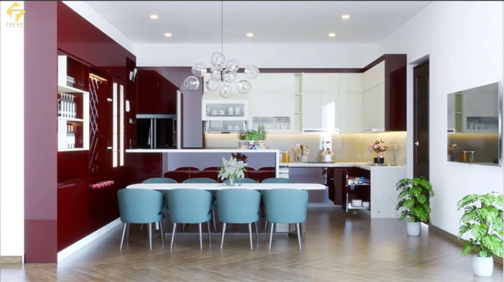 phối màu trong bếp